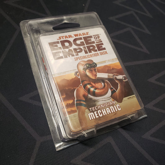 Image shows the front of the clamshell packaging for the Technician Mechanic Deck for the roleplaying game Star Wars: Edge of the Empire