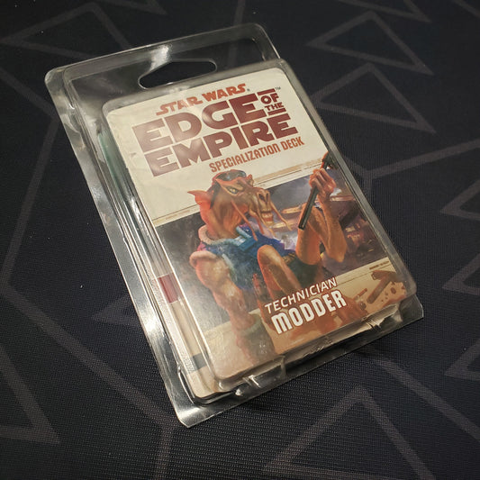 Image shows the front of the clamshell packaging for the Technician Modder Deck for the roleplaying game Star Wars: Edge of the Empire