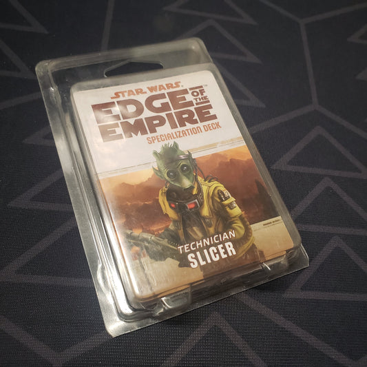 Image shows the front of the clamshell packaging for the Technician Slicer Deck for the roleplaying game Star Wars: Edge of the Empire
