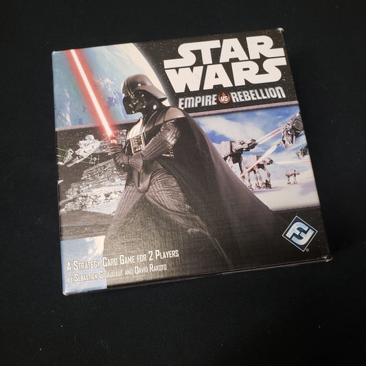 Image shows the front cover of the box of the Star Wars: Empire vs Rebellion card game