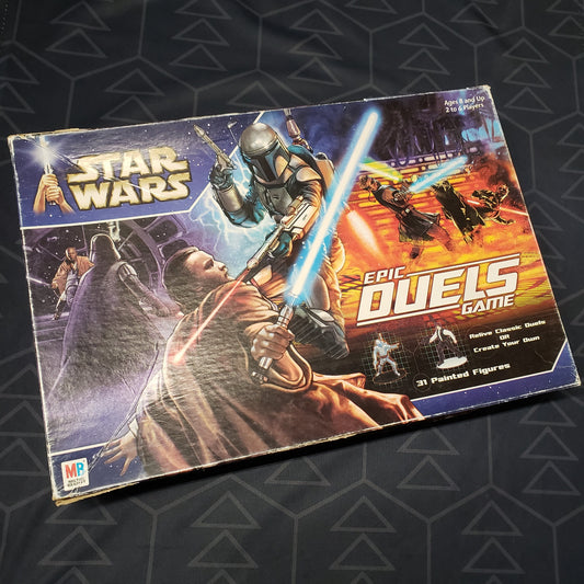 Image shows the front cover of the box for the Star Wars: Epic Duels board game