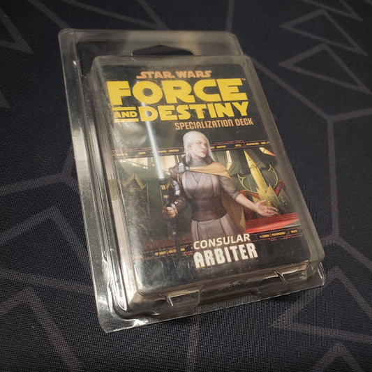 Image shows the front of the packaging of the Consular Arbiter Deck box for the roleplaying game Star Wars: Force and Destiny