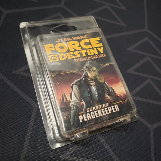 Image shows the front of the clamshell packaging for the Guardian Peacekeeper Deck for the roleplaying game Star Wars: Force and Destiny