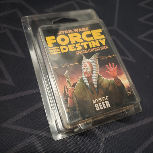 Image shows the front of the packaging of the Mystic Seer Deck box for the roleplaying game Star Wars: Force and Destiny