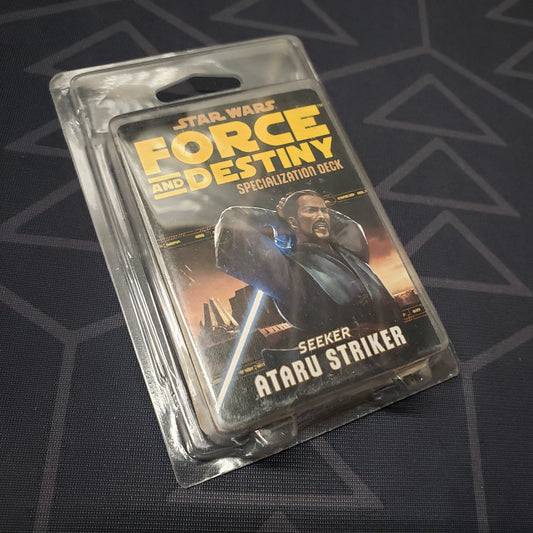 Image shows the front of the clamshell packaging for the Seeker Ataru Striker Deck for the roleplaying game Star Wars: Force and Destiny