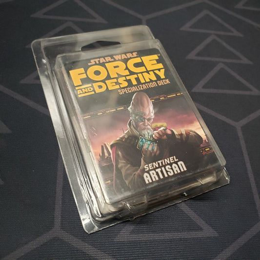 Image shows the front of the clamshell packaging for the Sentinel Artisan Deck for the roleplaying game Star Wars: Force and Destiny