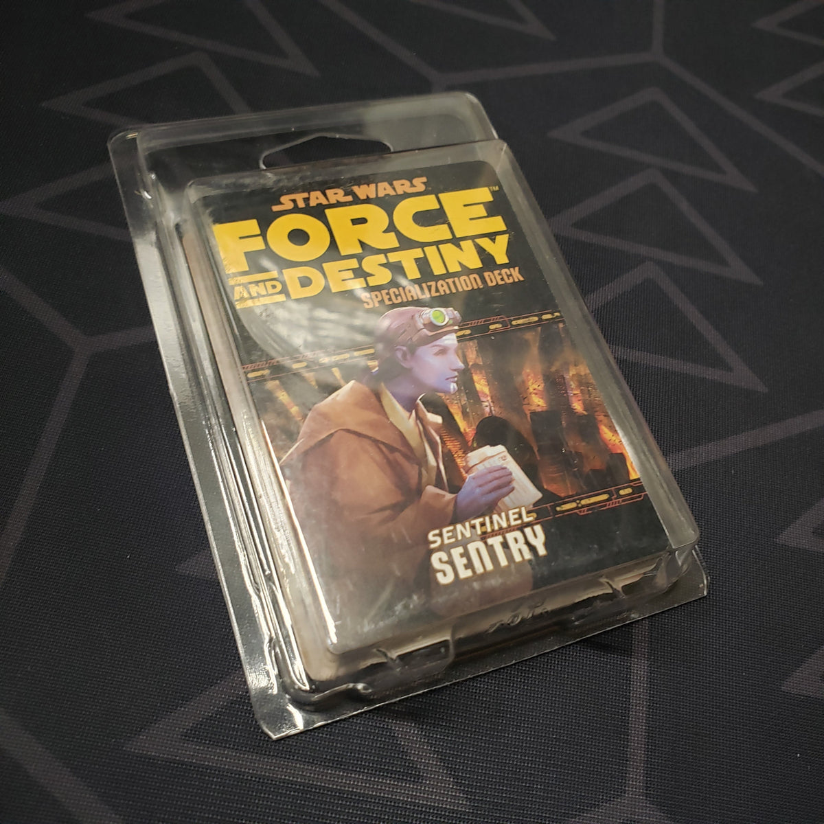 Image shows the front of the clamshell packaging for the Sentinel Sentry Deck for the roleplaying game Star Wars: Force and Destiny