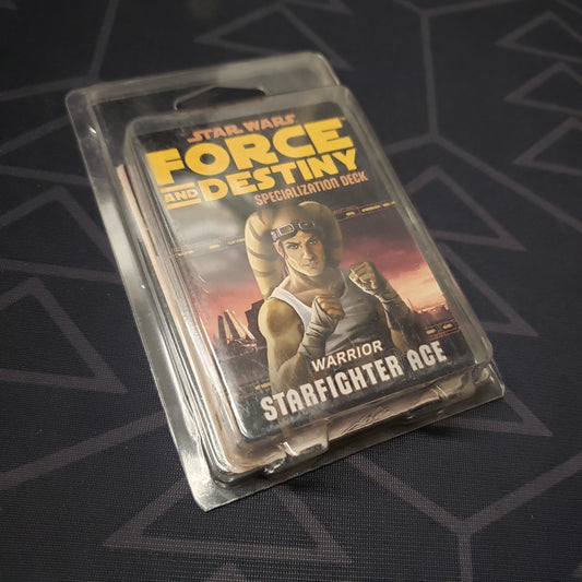 Image shows the front of the clamshell packaging for the Warrior Starfighter Ace Deck for the roleplaying game Star Wars: Force and Destiny