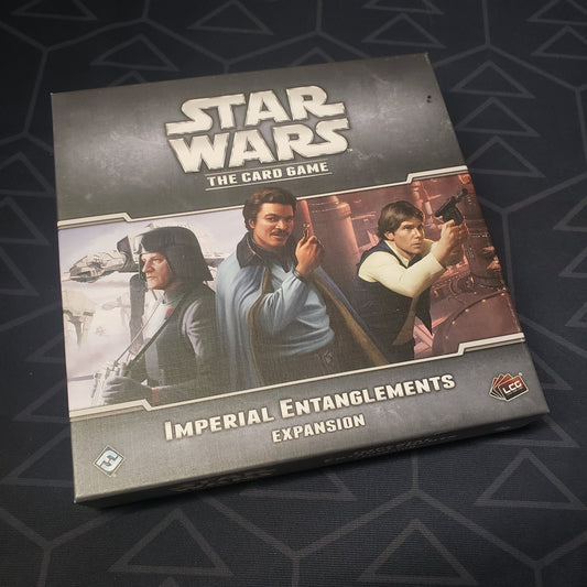 Image shows the front of the box of the Imperial Entanglements expansion for Star Wars: The Card Game