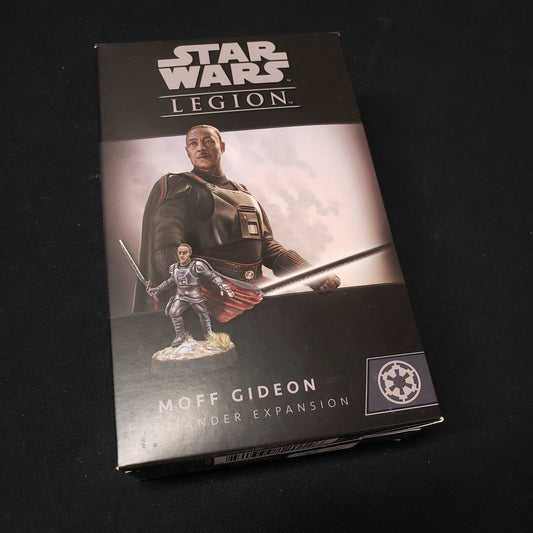 Image shows the front of the package for the Moff Gideon expansion pack for the Star Wars Legion miniatures game
