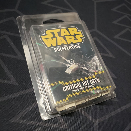 Image shows the front of the packaging of the Critical Hit Deck: Ships and Vehicles Deck box for the roleplaying game Star Wars Roleplaying