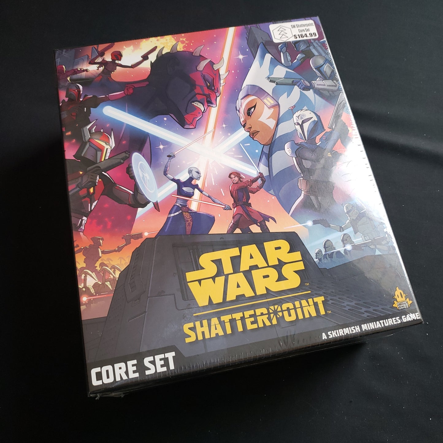Image shows the front cover of the Core Set box for the Star Wars Shatterpoint miniatures game