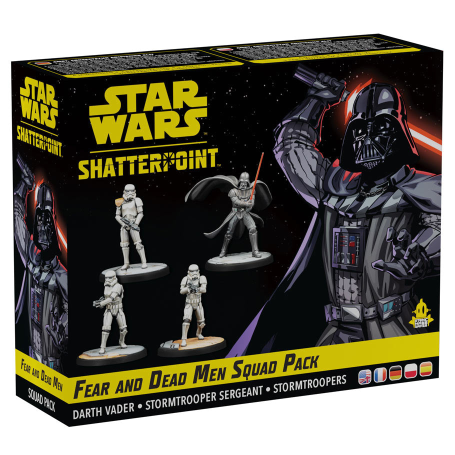 Image shows the front cover of the box of the Fear and Dead Men Squad Pack for the Star Wars Shatterpoint miniatures game