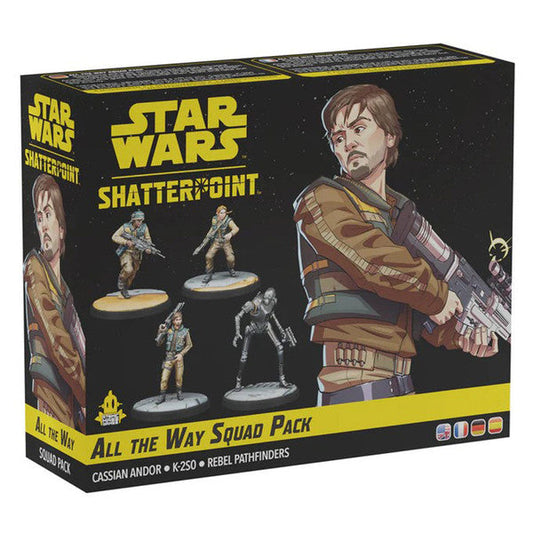 Image shows the front cover of the box of the All the Way Squad pack for the miniatures game Star Wars Shatterpoint