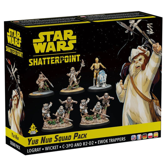 Image shows the front cover of the box of the Yub Nub Squad Pack for the Star Wars: Shatterpoint Miniatures Game