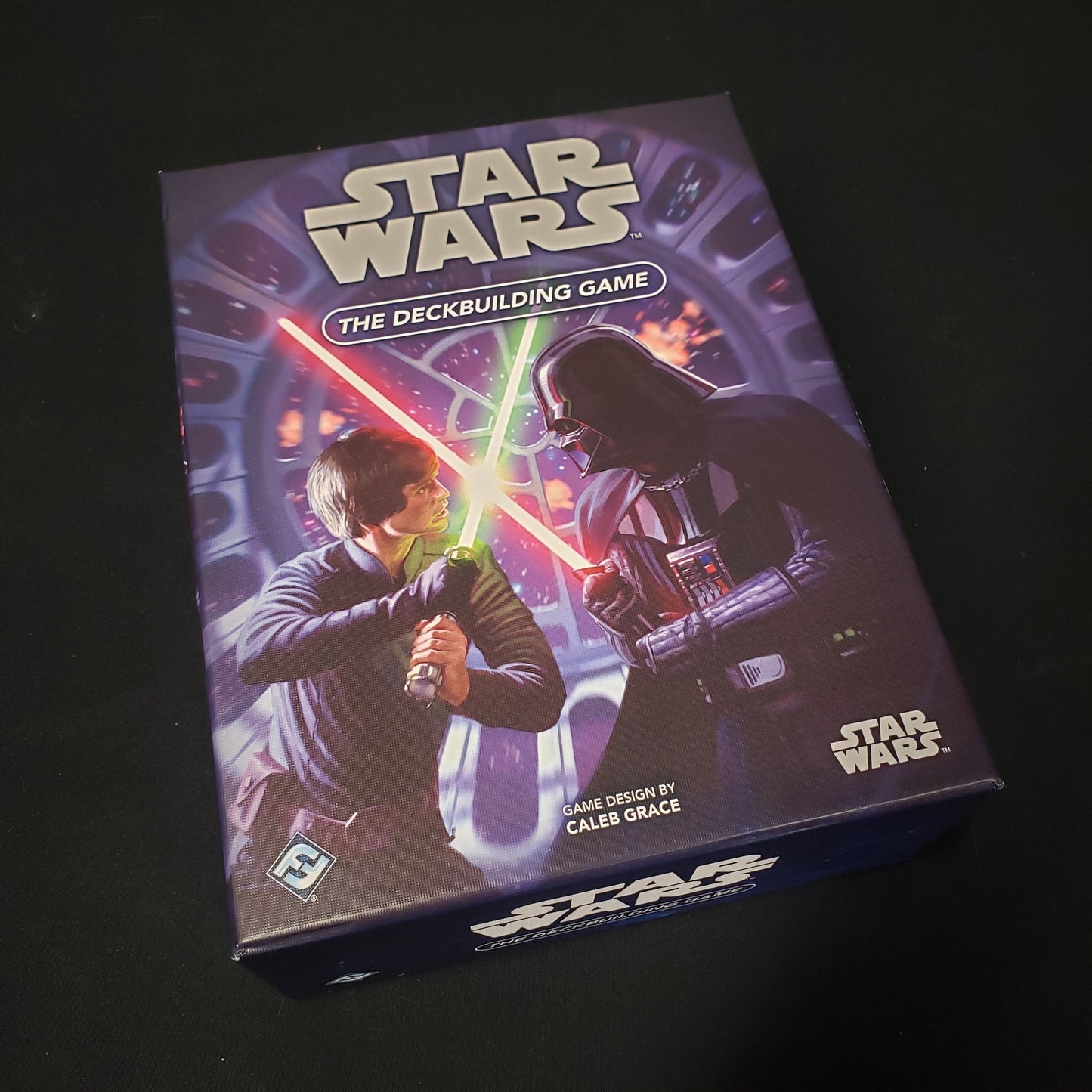 Image shows the front of the box of the card game Star Wars: The Deckbuilding Game