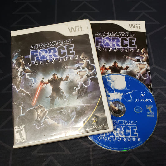 Image shows the case, manual & disc for the video game Star Wars: The Force Unleashed for Nintendo Wii