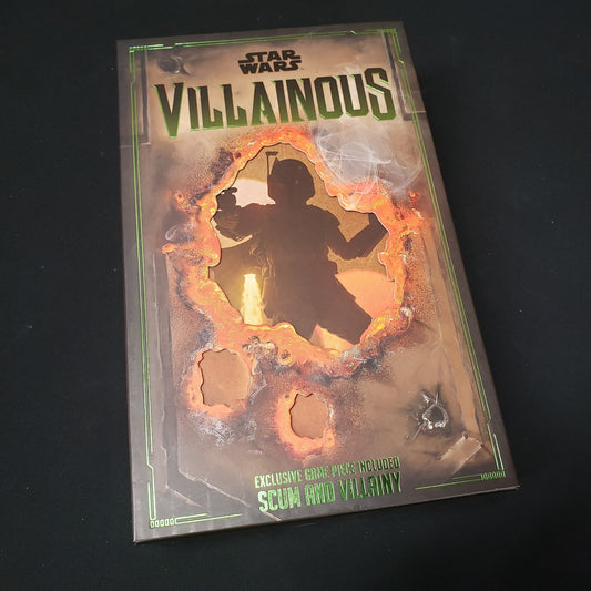 Image shows the front cover of the box of the card game Star Wars Villainous: Scum and Villainy