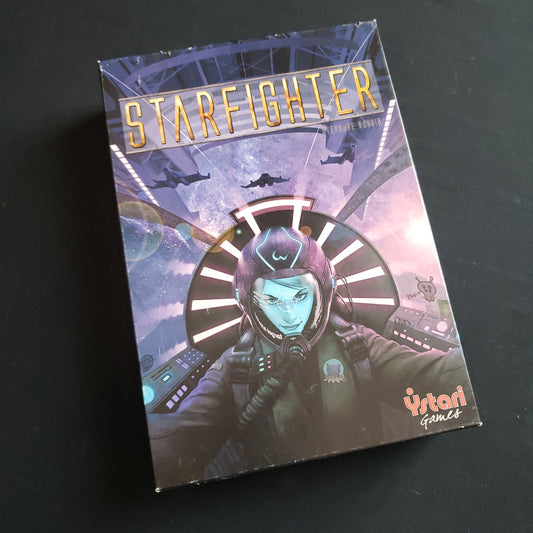 Image shows the front cover of the box of the Starfighter board game