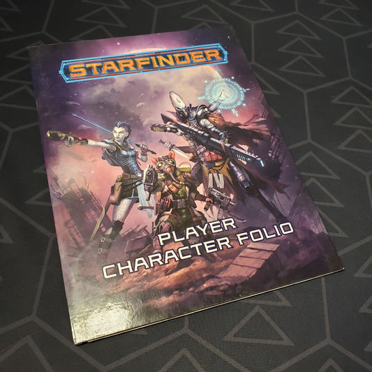 Image shows the front cover of the Player Character Folio book for the roleplaying game Starfinder 1E