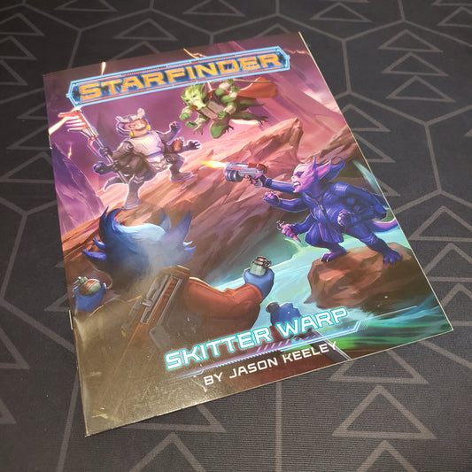 Image shows the front cover of the Skitter Warp book for the roleplaying game Starfinder: First Edition