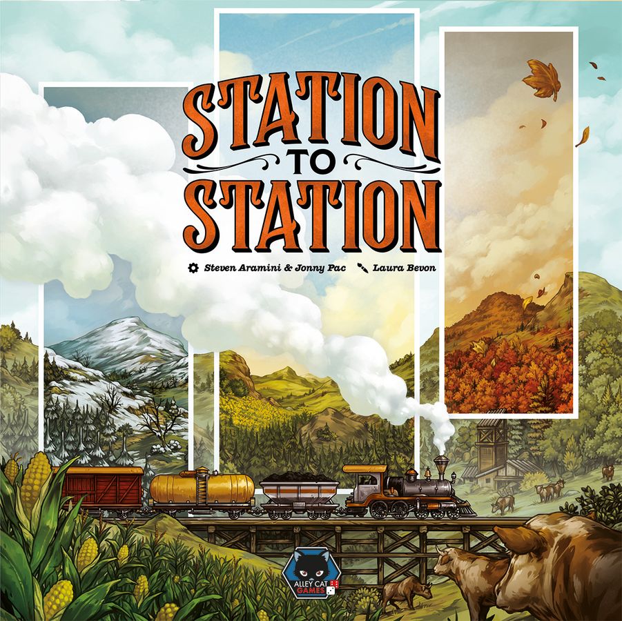 Image shows the front cover of the box of the Station to Station board game