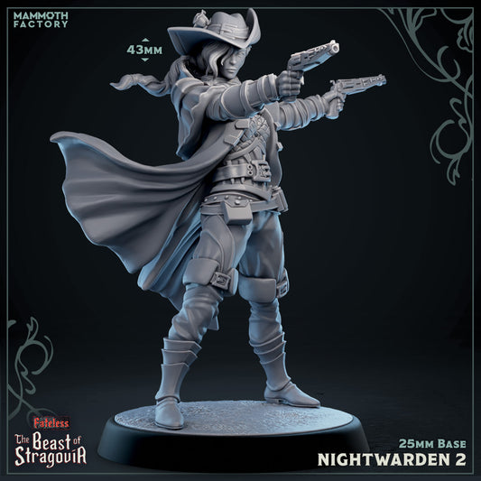 Image shows a 3D render of a human hunter gaming miniature.