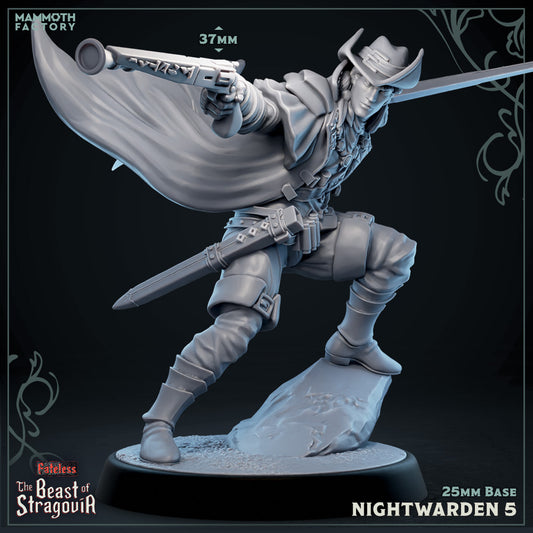 Image shows a 3D render of a human gunslinger gaming miniature.