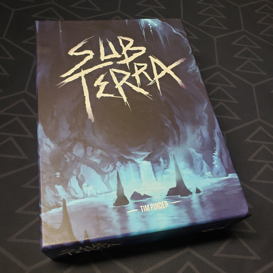 Image shows the front cover of the box for the Sub Terra board game