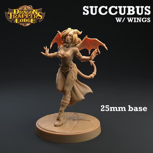 Image shows a 3D render of a winged succubus gaming miniature.