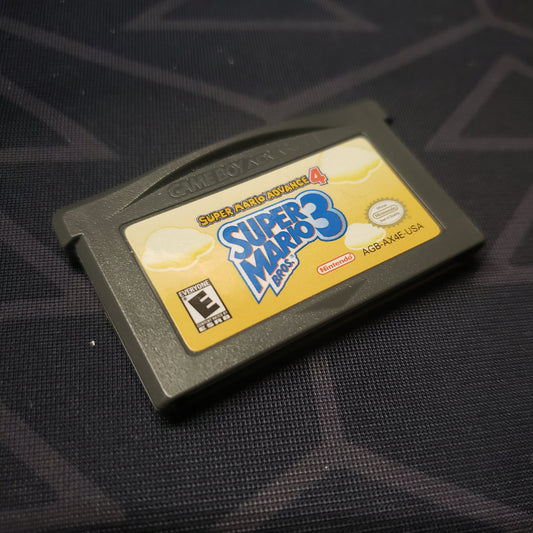 Image shows the front of the cartridge for the video game Super Mario Advance 4: Super Mario Bros 3 for Nintendo Game Boy Advance