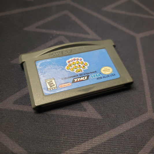 Image shows the front of the cartridge for the video game Super Monkey Ball Jr. for Nintendo Game Boy Advance