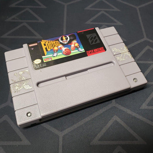 Image shows the front of the cartridge for the video game Super Play Action Football for the Super Nintendo