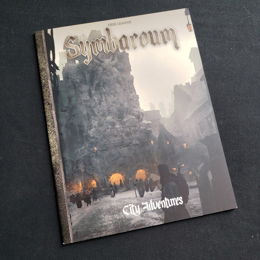 Image shows the front cover of the City Adventures book for the Symbaroum roleplaying game