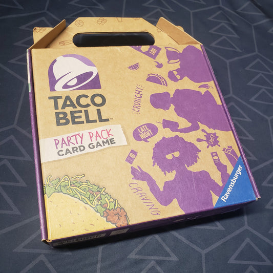 Image shows the front cover of the box for the Taco Bell Party Pack Card Game
