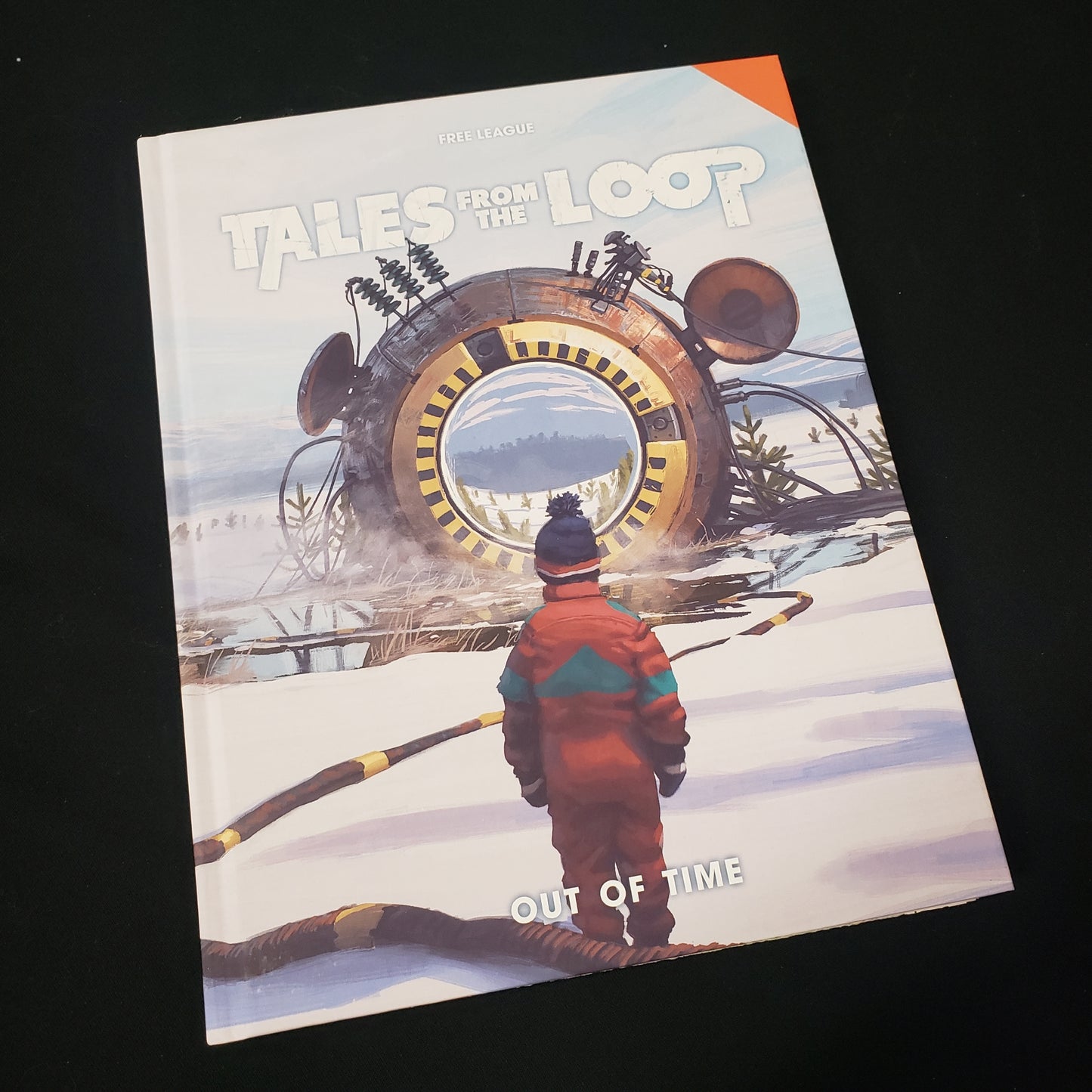 Image shows the front cover of the Out of Time book for the Tales from the Loop roleplaying game