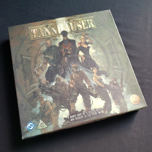 Image shows the front cover of the box of the Tannhauser board game