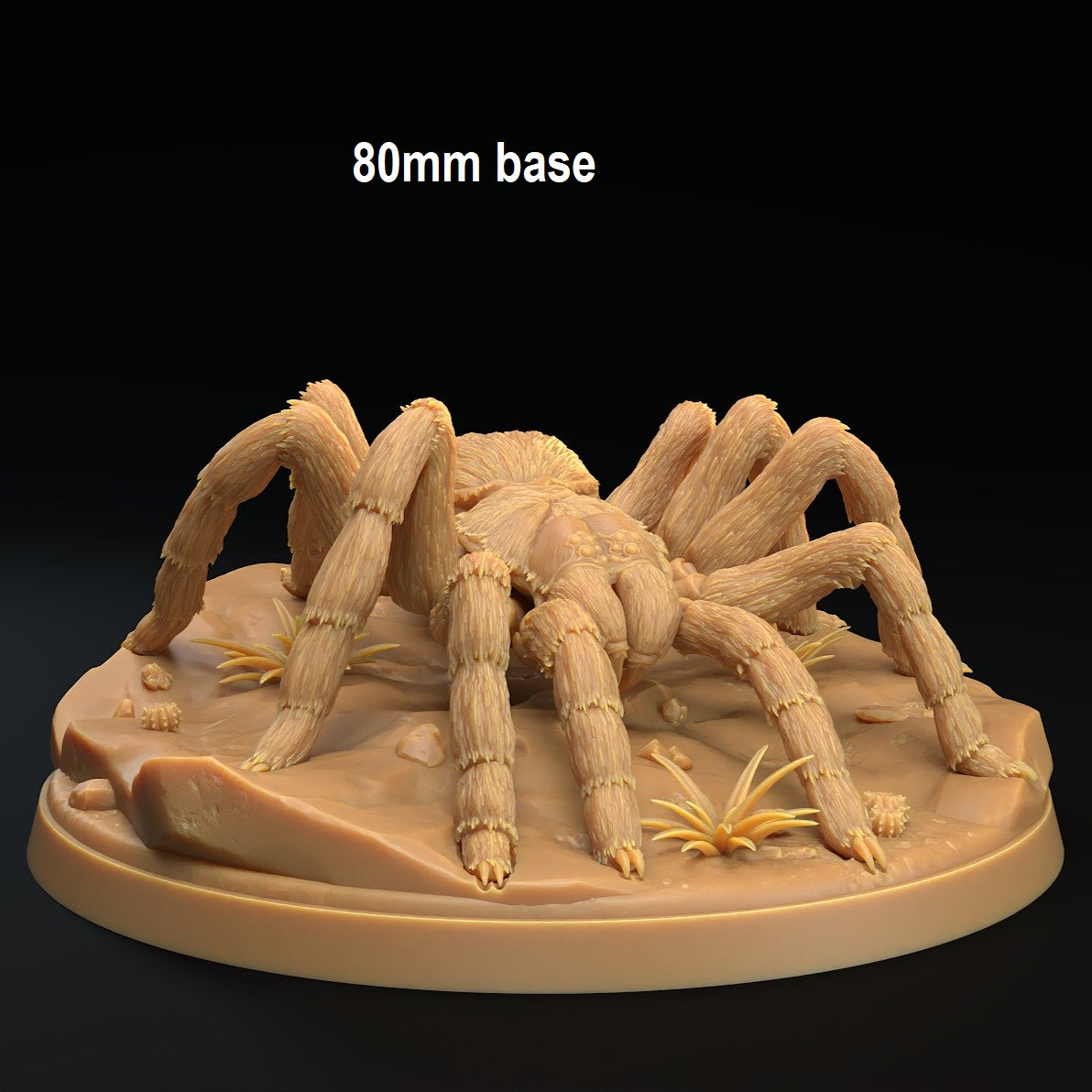 Image shows an 3D render of a tarantula gaming miniature