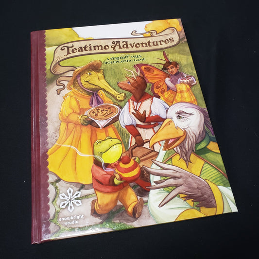 Image shows the front cover of the Teatime Adventures roleplaying game book