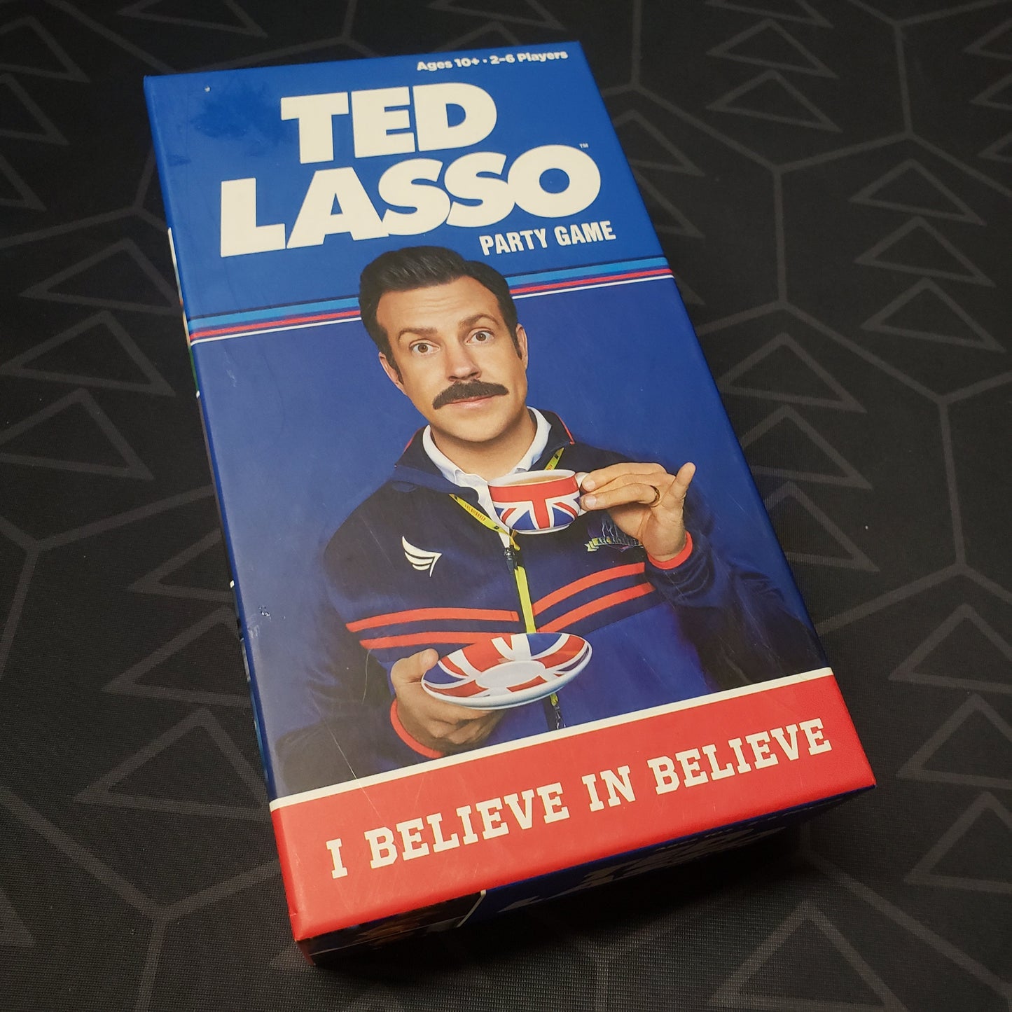 Image shows the front cover of the box for the Ted Lasso Party Game