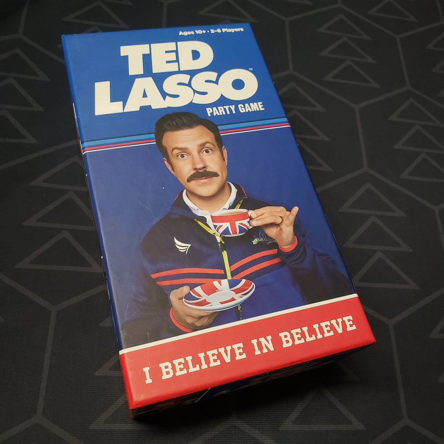 Image shows the front cover of the box for the Ted Lasso Party Game