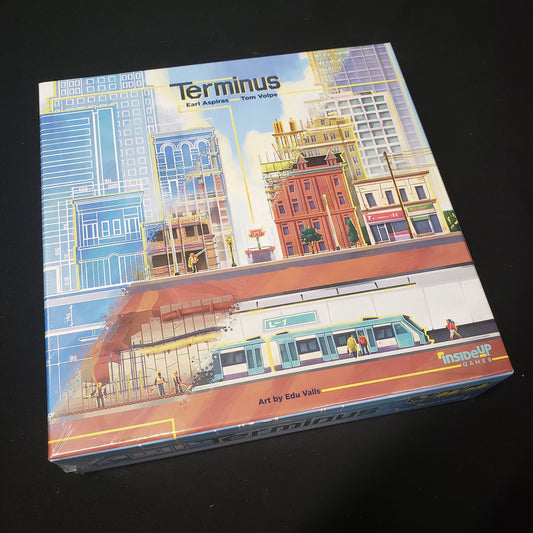 Image shows the front cover of the box of the Terminus board game