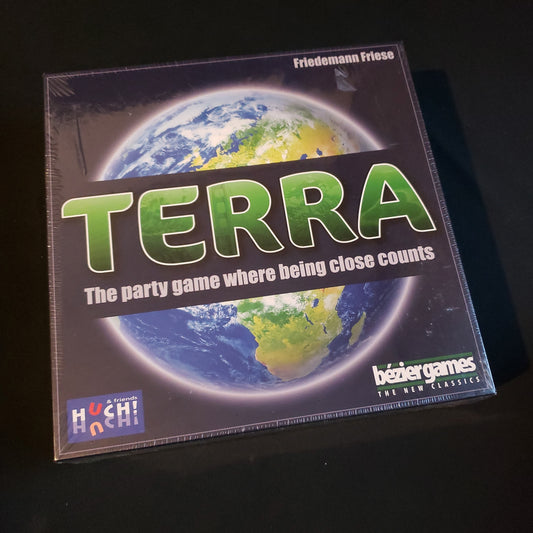 Image shows the front cover of the box of the Terra board game