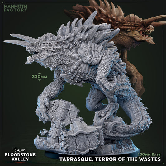 Image shows a 3D render of a terrasque gaming miniature.