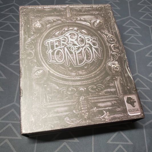 Image shows the front cover of the box for the Terrors of London card game