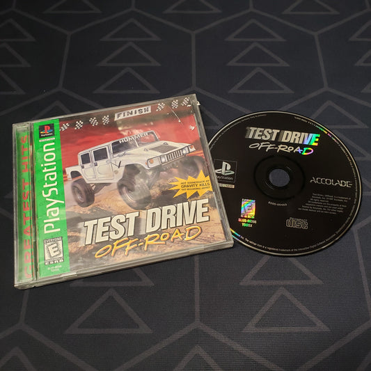 Image shows the jewel case with manual and disc for the video game Test Drive: Off-Road for Playstation 1