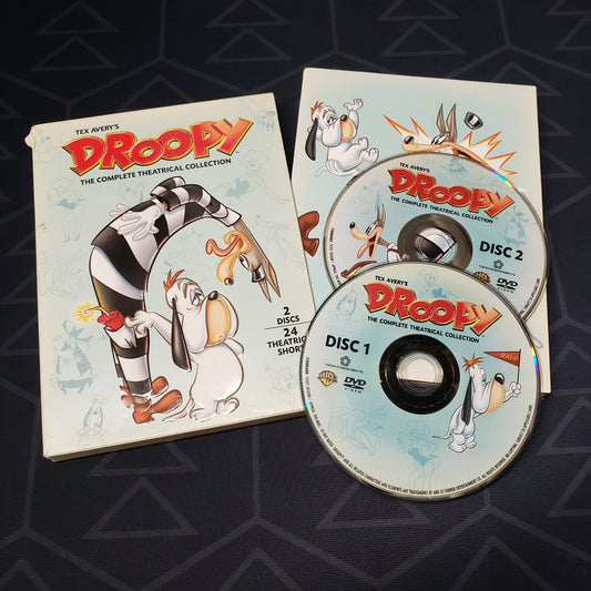 Image shows the outer box, case & two discs for Tex Avery's Droopy: The Complete Theatrical Collection on DVD