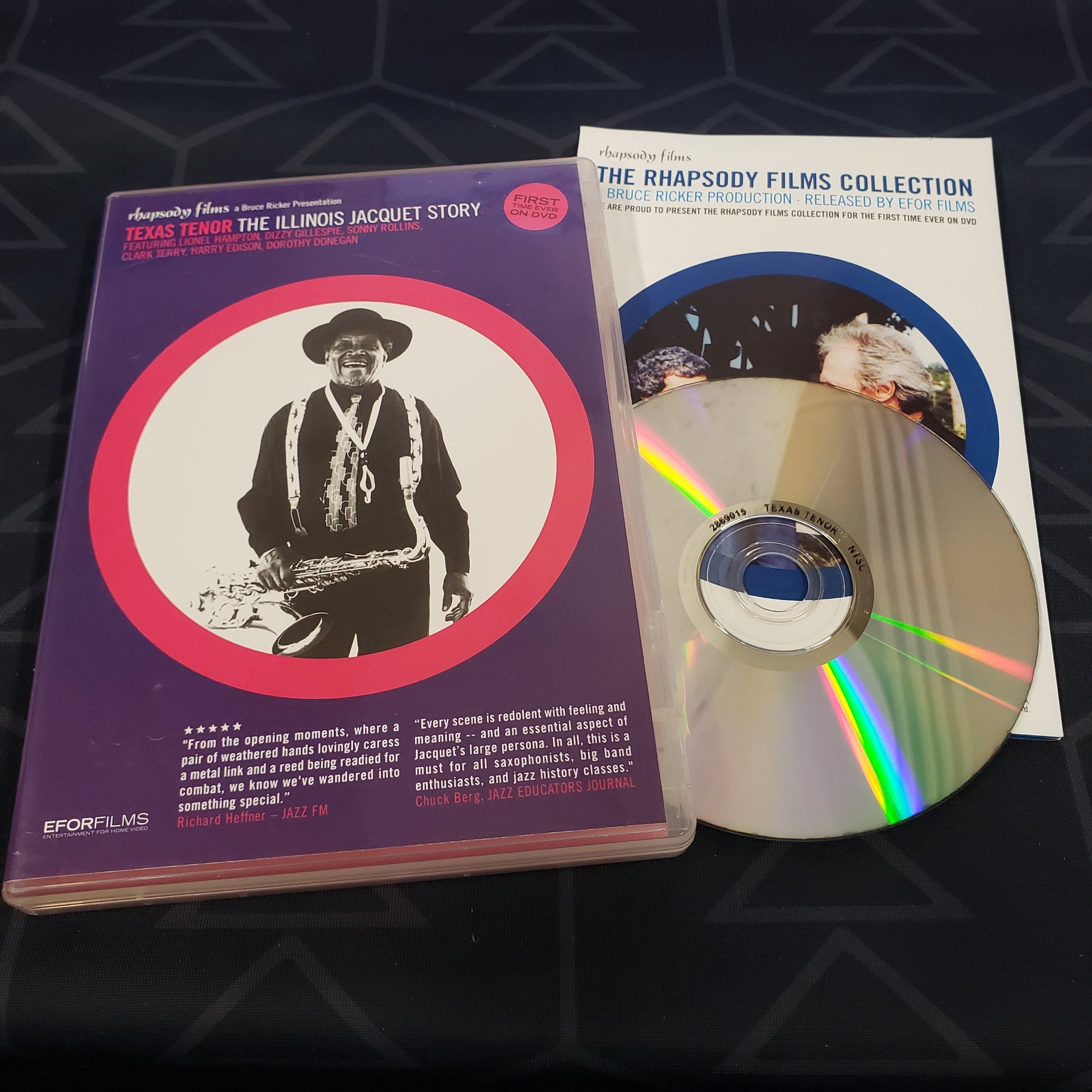 Image shows the case, insert & disc for the movie Texas Tenor: The Illinois Jacquet Story on DVD