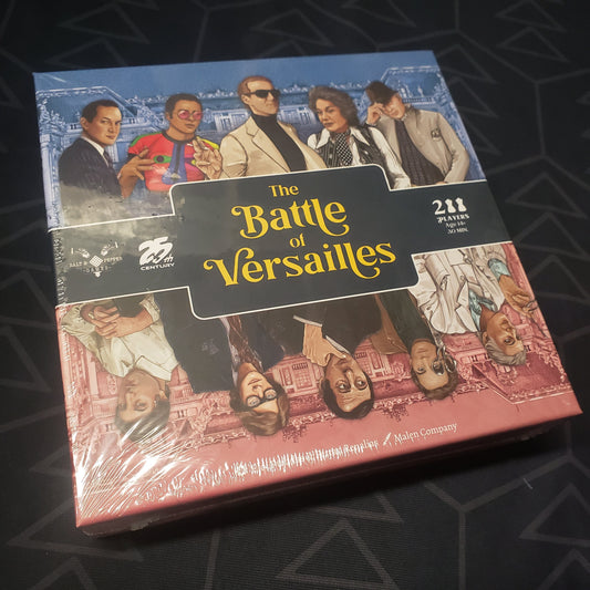 Image shows the front cover of the box for the Battle of Versailles board game