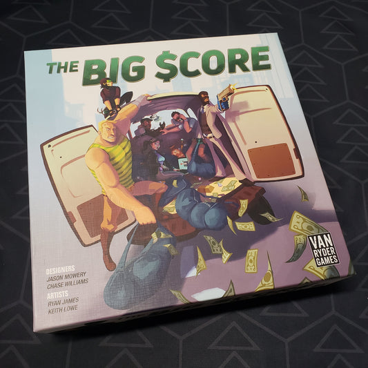 Image shows the front cover of the box for the The Big Score board game